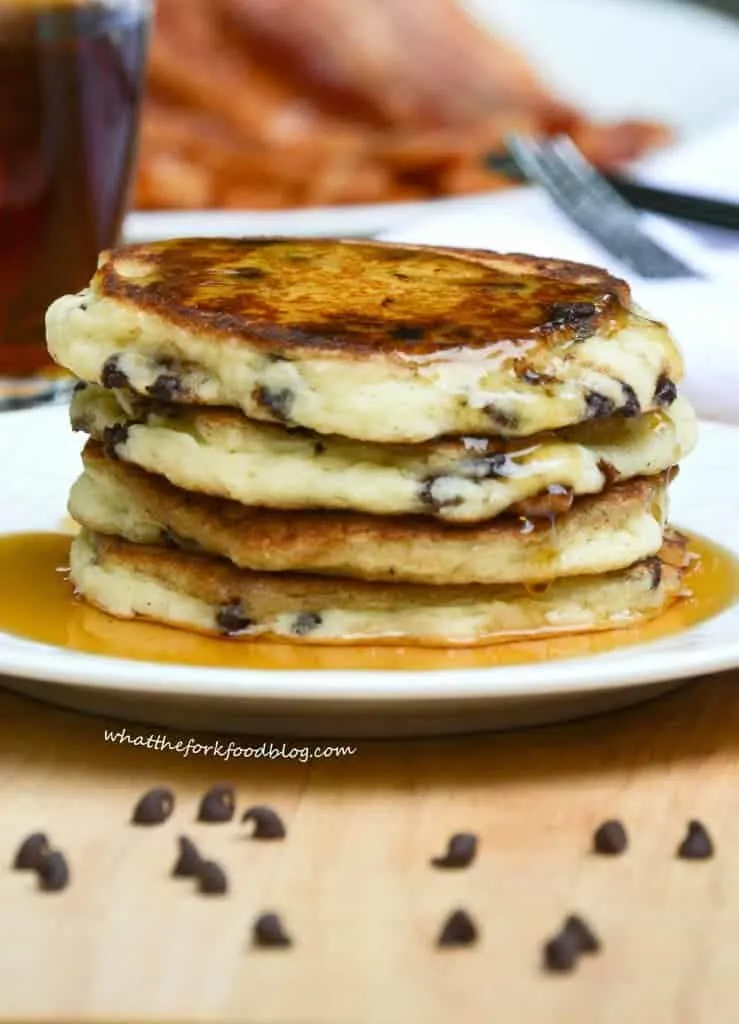 Kelsey's Chocolate Chip Pancakes from What The Fork Food Blog