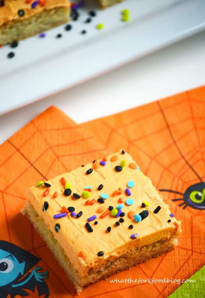 Frosted Sugar Cookie Bars with Halloween Sprinkles from What The Fork Food Blog