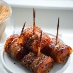 Bacon Wrapped Kielbasa Bites with Brown Sugar Glaze