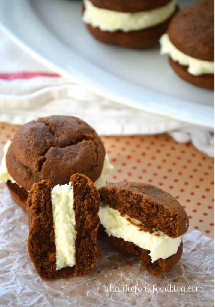 Gingerbread Sandwich Cookies with Vanilla Buttercream from What The Fork Food Blog