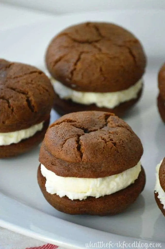 Gingerbread Sandwich Cookies with Vanilla Buttercream from What The Fork Food Blog