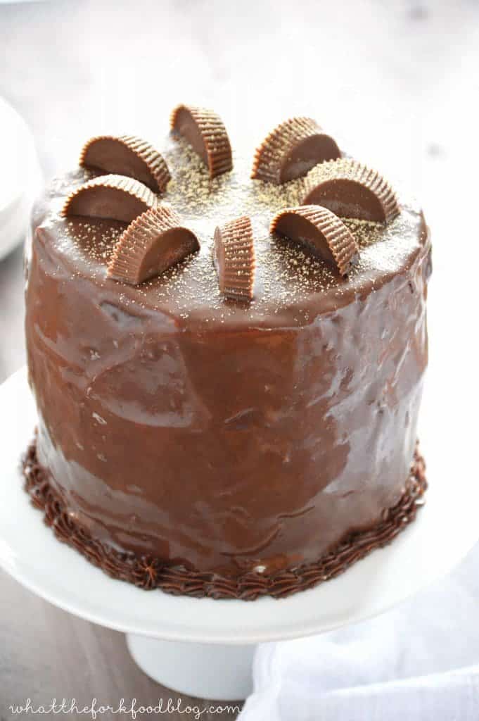 Chocolate Peanut Butter Cup Ice Cream Cake from What The Fork Food Blog