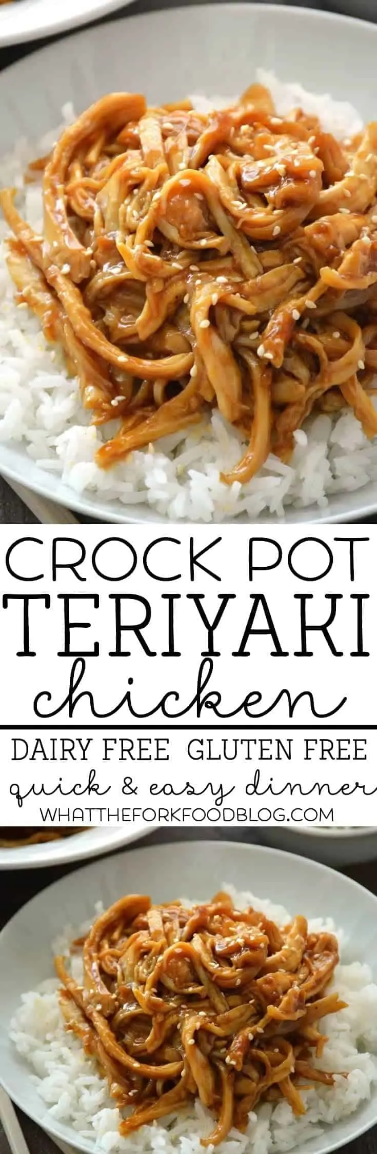 Crock Pot Teriyaki Chicken on a bed of rice.