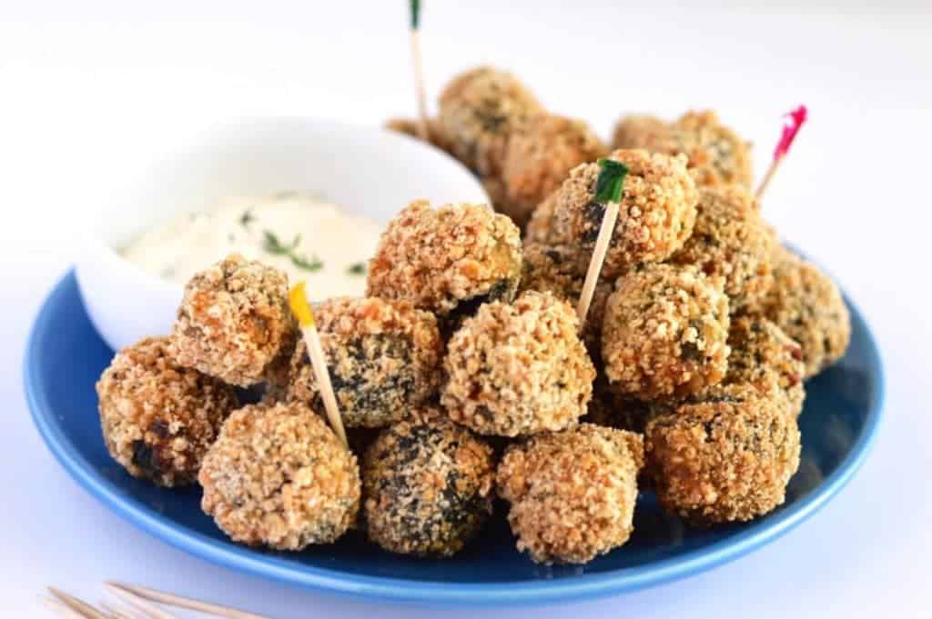 Sausage Stuffed Fried Olives from What The Fork Food Blog | @WhatTheForkBlog | whattheforkfoodblog.com