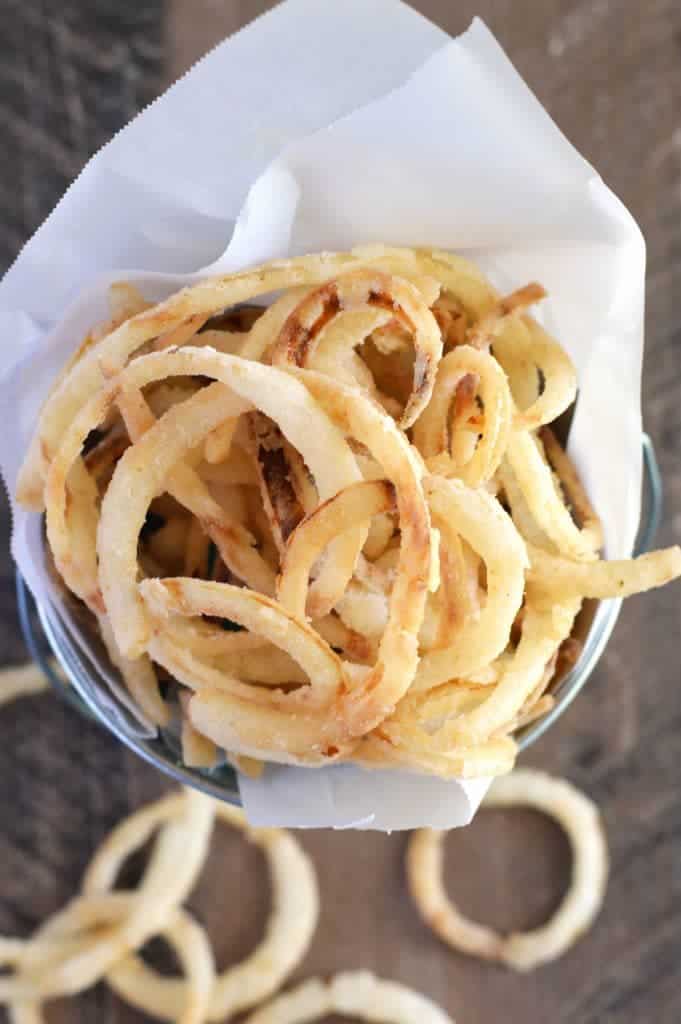 Gluten Free and Dairy Free Fried Onion Straws from What The Fork Food Blog | @WhatTheForkBlog | whattheforkfoodblog.com