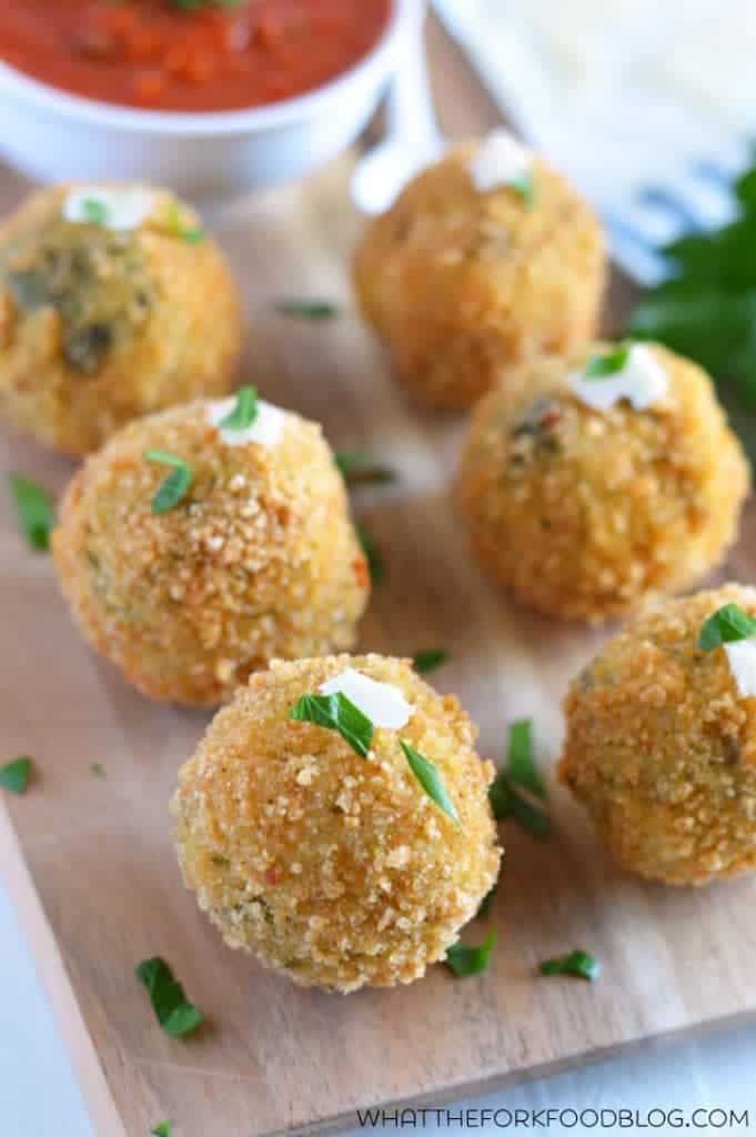 Spinach and Artichoke Risotto Balls from What The Fork Food Blog (gluten free) | whattheforkfoodblog@gmail.com