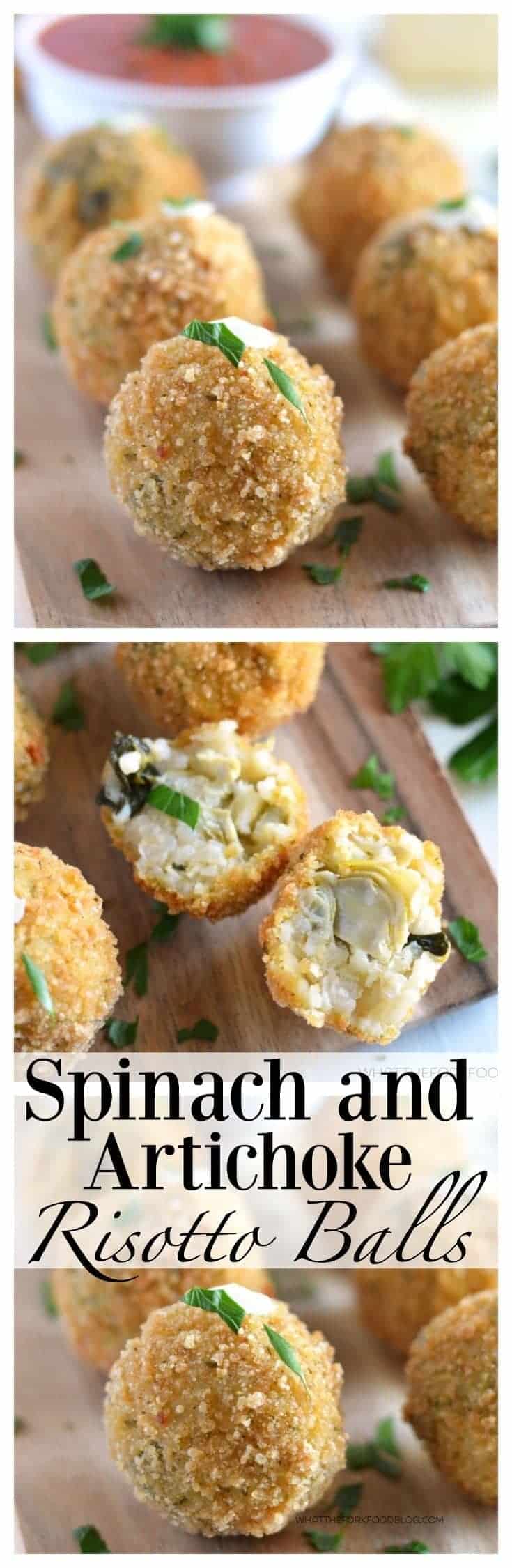 Crispy Fried Spinach and Artichoke Risotto Balls (gluten free) from What The Fork Food Blog | whattheforkfoodblog.com