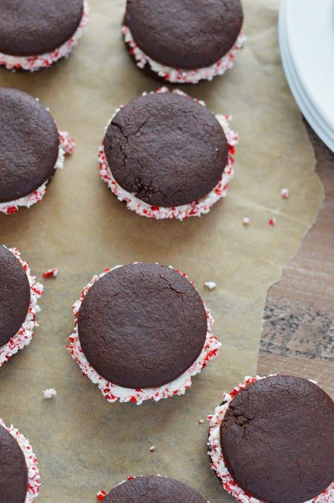 Chocolate Peppermint Sandwich Cookies (gluten free and dairy free) from What The Fork Food Blog | whattheforkfoodblog.com