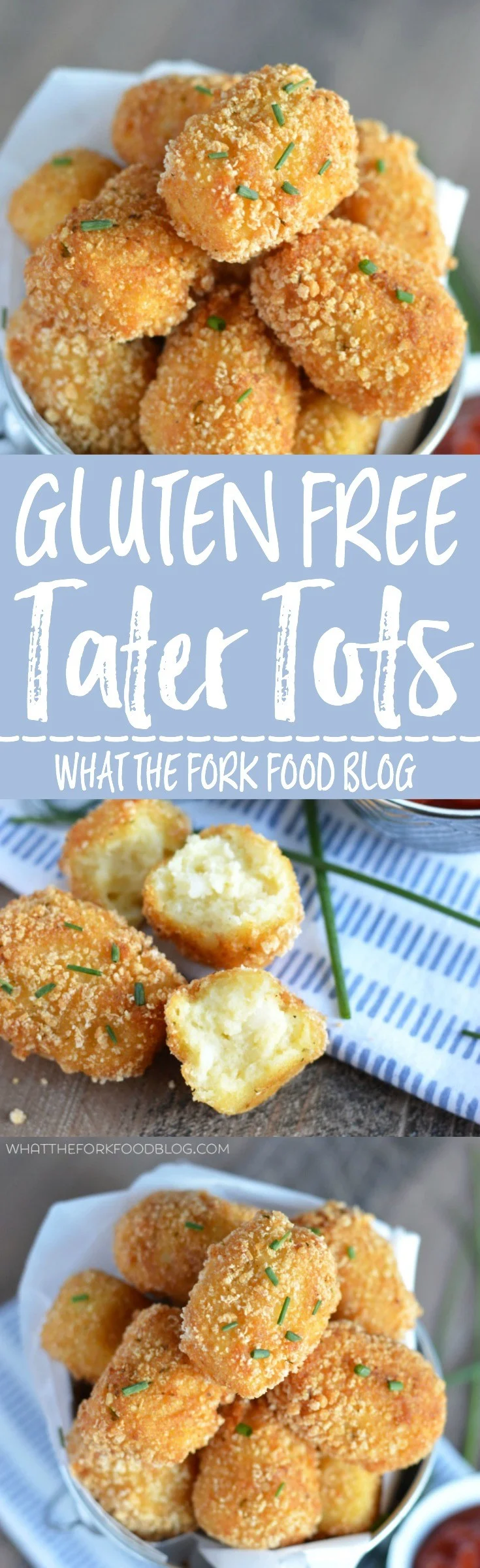 Gluten Free Tater Tots from What The Fork Food Blog. Super crispy outside, soft fluffy potato inside - these make an amazing appetizer, side dish, or snack! | whattheforkfoodblog.com