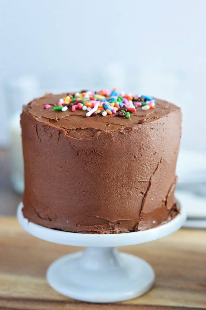 Mini Chocolate Layer Cake Recipe from What The Fork Food Blog. These gluten free and dairy free cakes are the perfect small batch dessert for those with special dietary needs. They're also the perfect size for cake smash sessions. | whattheforkfoodblog.com