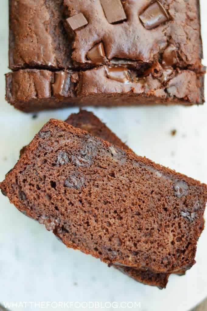 Double Chocolate Banana Bread (gluten free and dairy free) from What The Fork Food Blog | whattheforkfoodblog.com