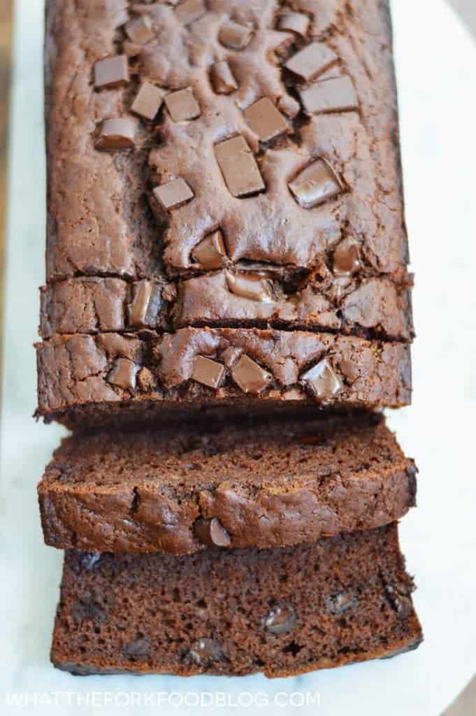 Double Chocolate Banana Bread (gluten free and dairy free) from What The Fork Food Blog | whattheforkfoodblog.com