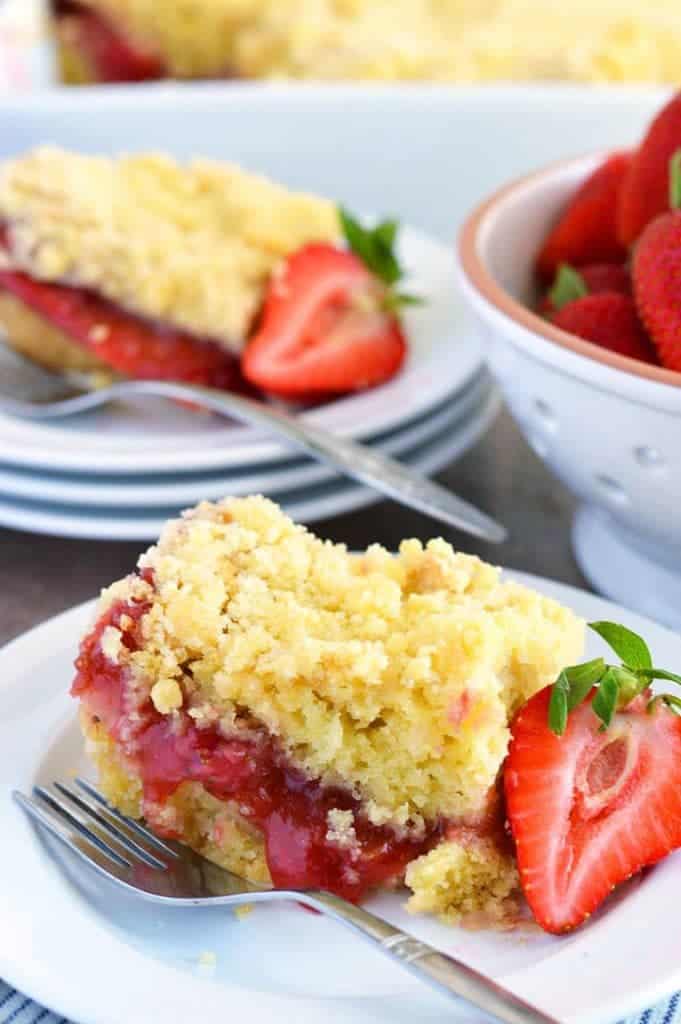 gluten free strawberry rhubarb coffee cake (and dairy free) from What The Fork Food Blog | whattheforkfoodblog.com