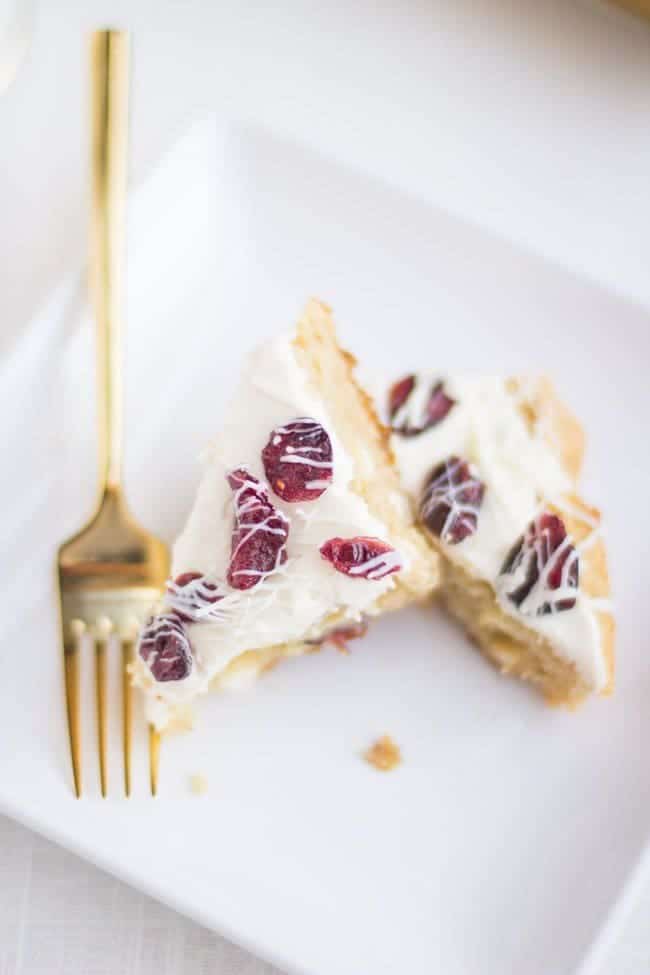 Gluten Free Cranberry Bliss Bars plus a complete list of gluten free Christmas cookies for all your holiday baking. | @whattheforkblog | whattheforkfoodblog.com