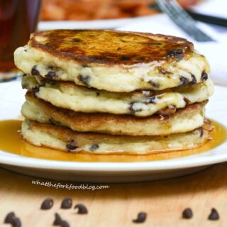 Kelsey's Chocolate Chip Pancakes from What The Fork Food Blog