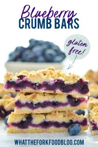Gluten Free Blueberry Crumb Bars image with text for Pinterest