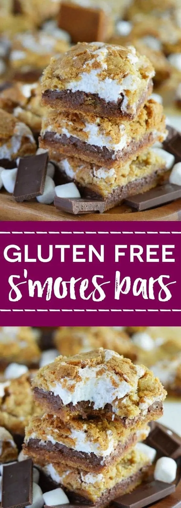 Gluten free s'mores bars (with dairy free option) collage image for Pinterest
