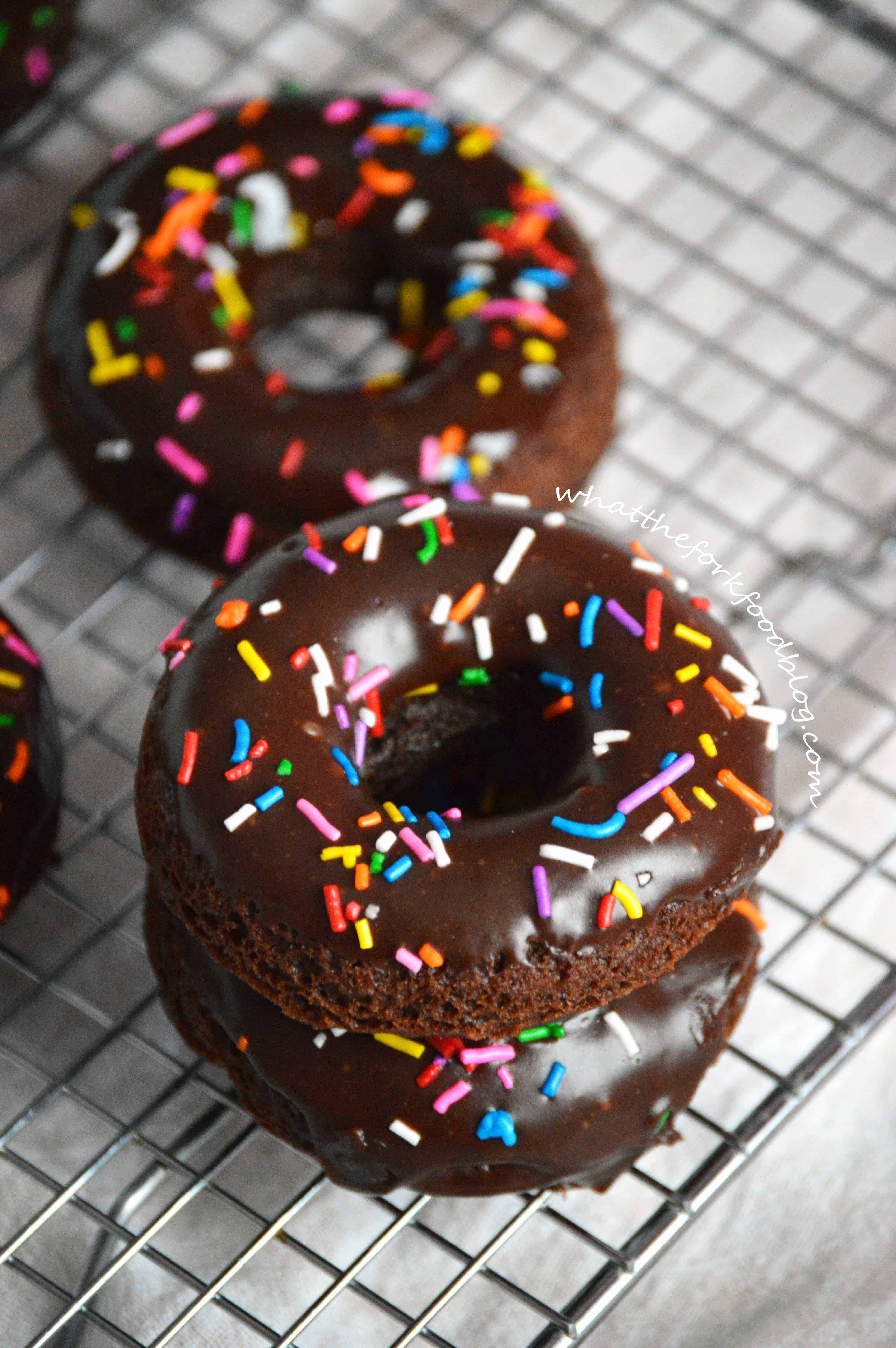 Baked Double Chocolate Donuts - What the Fork