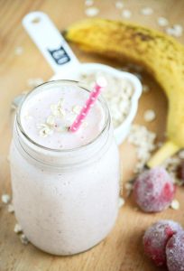Strawberry Banana Oatmeal Smoothies from What The Fork Food Blog