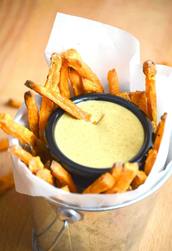 Baked Sweet Potato Fries with Maple Mustard Dipping Sauce What the Fork