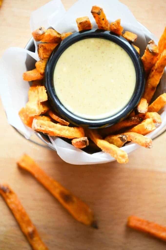 Baked Sweet Potato Fries with Maple Mustard Dipping Sauce
