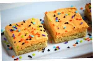 Frosted Sugar Cookie Bars with Halloween Sprinkles from What The Fork Food Blog