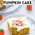 Easy Gluten Free Pumpkin Cake image with text for Pinterest