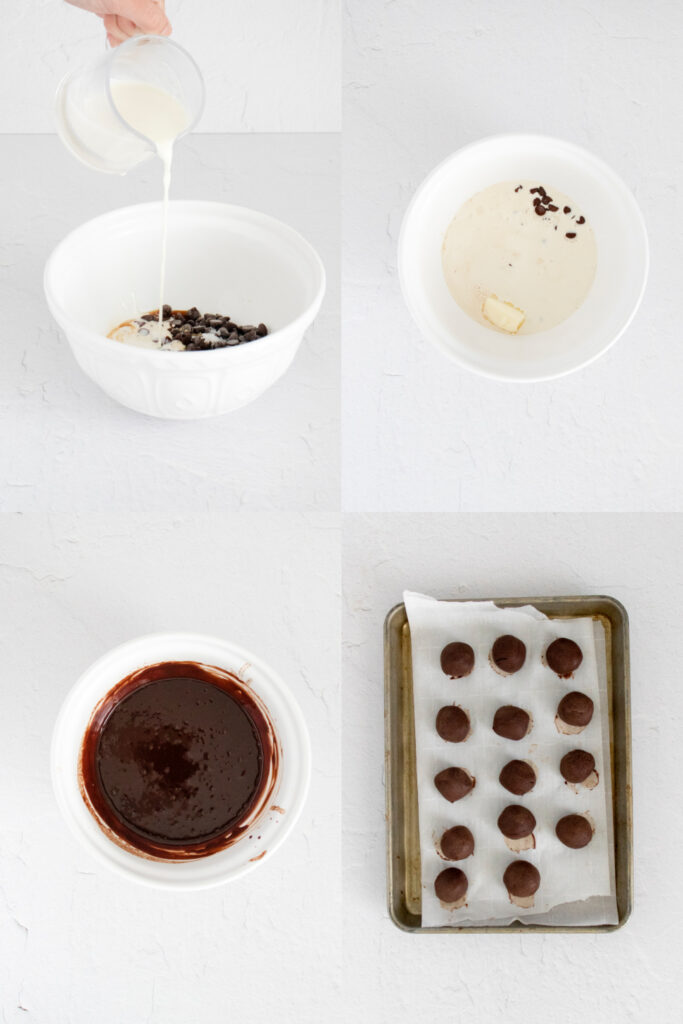 photo collage to show the process of making homemade chocolate truffles