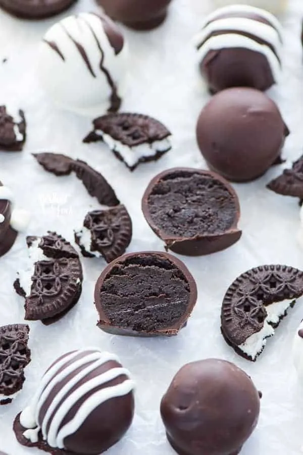 Up close shot of simple gluten free oreo truffles