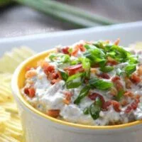 Super Easy Crack Dip - a sour cream based dip with ranch dip mix, cheese and bacon. Totally addicting! Crack Dip Pinterest recipe from @whattheforkblog | whattheforkfoodblog.com | crack dip cold | crack dip recipes | crack dip recipe | cheesy crack dip | crack dip with bacon | how to make crack dip | what is crack dip | award winning crack dip | game day recipes | gluten free appetizer recipes | gluten free dip recipes | easy dip recipes |