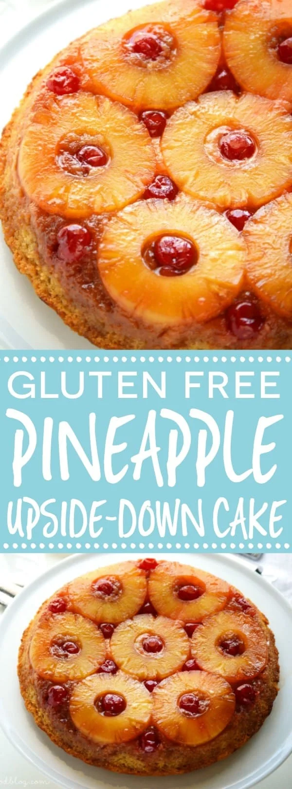 Easy and DELICIOUS gluten free pineapple upside-down cake! This recipe is a keeper and has gotten rave reviews! Easy gluten free dessert recipe from @whattheforkblog | whattheforkfoodblog.com