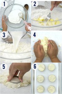 Process shots for how to make gluten free biscuits