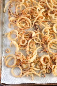 Gluten Free and Diary Free Fried Onion Straws from What The Fork Food Blog | @WhatTheForkBlog | whattheforkfoodblog.com