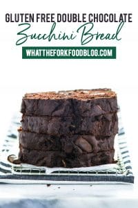 Image with text of Gluten Free Double Chocolate Zucchini Bread for Pinterest
