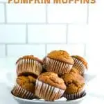 Gluten free pumpkin muffins make the perfect Fall breakfast. Full of pumpkin flavor and warm spices, these muffins pair nicely with a cup of coffee or hot tea. You can make them ahead and freeze for quick weekday breakfasts or make them for lazy Saturday breakfasts or Sunday brunch. Add nuts or raisins if you want! Gluten Free Muffins recipe from @whattheforkblog - visit whattheforkfoodblog.com for more! #glutenfree #breakfast #muffins #glutenfreemuffins #pumpkin #pumpkinmuffins #pumpkinrecipes
