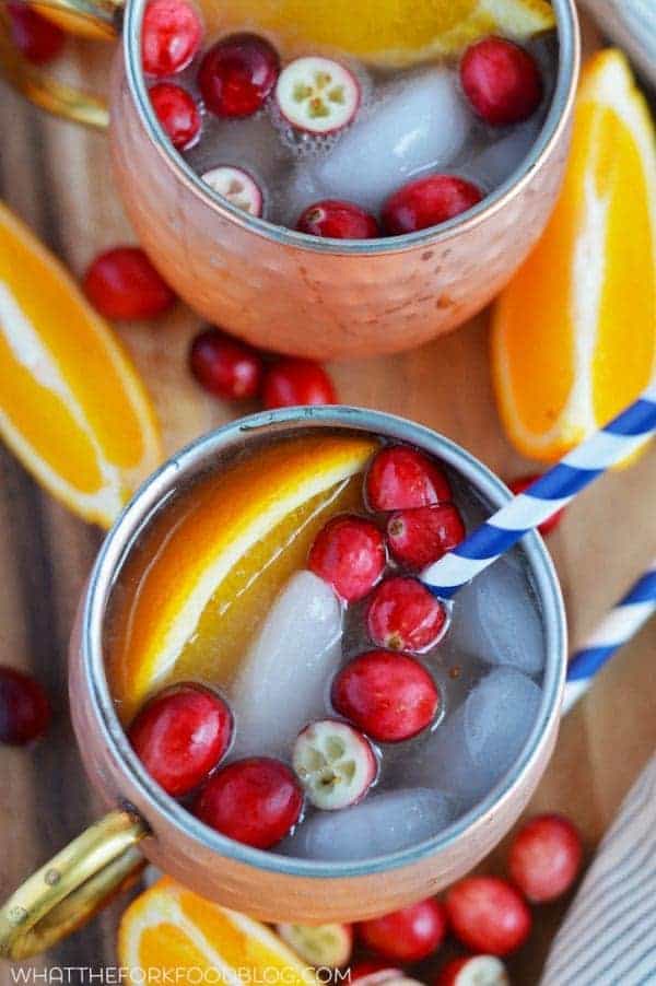 Cranberry Orange Moscow Mule from What The Fork Food Blog. A twist on the classic Moscow Mule, perfect for drinking all winter long. | whattheforkfoodblog.com | #moscowmule #christmas #thanksgiving #cocktails