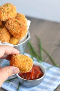 Gluten Free Tater Tots from What The Fork Food Blog. Super crispy outside, soft fluffy potato inside - these make an amazing appetizer, side dish, or snack! | whattheforkfoodblog.com