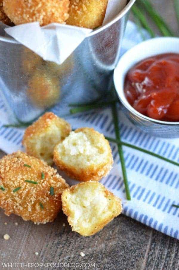 Gluten Free Tater Tots from What The Fork Food Blog. Super crispy outside, soft fluffy potato inside - these make an amazing appetizer, side dish, or snack! | whattheforkfoodblog.com