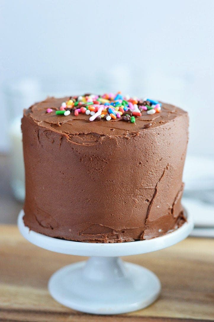 Mini Chocolate Layer Cake Recipe from What The Fork Food Blog. These gluten free and dairy free cakes are the perfect small batch dessert for those with special dietary needs. They're also the perfect size for cake smash sessions. | whattheforkfoodblog.com