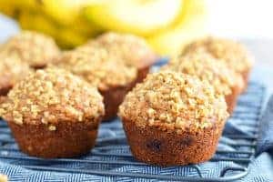 If you’ve got ripe bananas, make these gluten free and dairy free banana oat muffins! They’re hearty and filling so they’ll keep you full until lunch. Easy breakfast recipe from @whattheforkblog | whattheforkfoodblog.com | gluten free breakfast recipes | gluten free muffin recipe | easy muffin recipe | recipes for ripe bananas | banana recipes | brunch recipes | make ahead breakfast recipes | how to make muffins with oatmeal | crumb topping | recipes with oatmeal