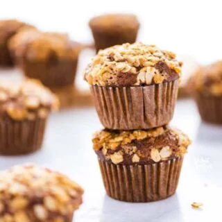 Gluten Free Banana Muffins get an upgrade! Gluten Free Banana Oat Muffins with Oatmeal Streusel are your new favorite breakfast. Quick to make, delicious to eat - these gluten free muffins are 100% satisfying. Muffins are an easy breakfast to prep for weekday mornings, they’re freezer friendly, and they’re great for snacks too. Serve them for brunch with eggs and fresh fruit! Gluten free muffin recipe from @whattheforkblog - visit whattheforkfoodblog.com for more gluten free breakfast recipes!