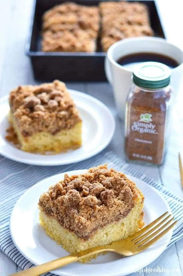 Gluten Free Cinnamon Coffee Cake is perfect for breakfast of brunch any time of the year. (gluten free and dairy free) | Recipe from @whattheforkblog | whattheforkfoodblog.com