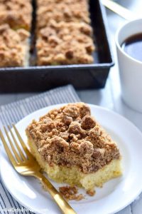 Gluten Free Cinnamon Coffee Cake is perfect for breakfast of brunch any time of the year. (gluten free and dairy free) | Recipe from @whattheforkblog | whattheforkfoodblog.com