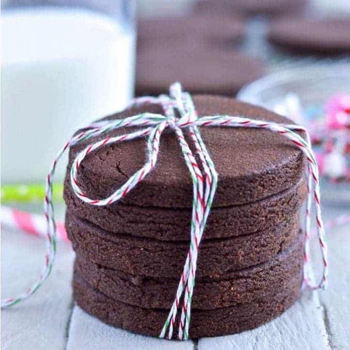 Easy, no-chill Gluten Free Chocolate Sugar Cookies - a delicious twist on a classic cookie! Gluten free and dairy free cookie recipe from @whattheforkblog | whattheforkfoodblog.com | gluten free cookies | cut out sugar cookies | cut out sugar cookies that hold their shape | no chill sugar cookies | how to make sugar cookies | gluten free sugar cookies | sugar cookies for decorating
