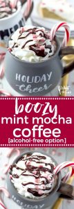 Mint Mocha Coffee - a homemade coffee drink that looks more complicated than it is - it's super easy to make! Perfect for Christmas and cold weather drinking with an option to turn it into a cocktail. From @whattheforkblog | whattheforkfoodblog.com | Sponsored | coffee drinks | how to make a mocha at home | hot chocolate | hot cocoa | coffee cocktails | winter drinks | hot drinks | coffee with hot cocoa