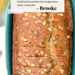 Grandma Approved Gluten Free Banana Bread image with reader review text and 5-stars for Pinterest