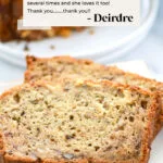 Grandma Approved Gluten Free Banana Bread image with reader review text and 5-stars for Pinterest