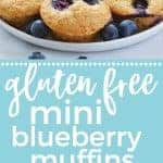 Quick and easy Gluten Free Mini Blueberry Muffins make a great grab-and-go breakfast or snack. Recipe from @whattheforkblog | whattheforkfoodblog.com | gluten free breakfast recipes | blueberry mini muffins | blueberry muffins recipe | muffin recipes | best blueberry muffins | homemade blueberry muffins | dairy free muffin recipes | gluten free muffins |