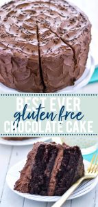 gluten free chocolate cake collage image with text for Pinterest