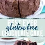 gluten free chocolate cake collage image with text for Pinterest